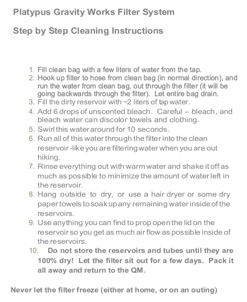Platypus cleaning instructions